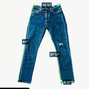 Levi's Women's 501 S Skinny Medium Wash Distressed Blue Denim Jeans 28X30